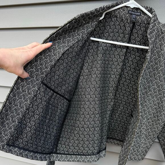 Eileen Fisher size M Recycled Cotton Blend Jacquard Flight Blazer Jacket - Picture 6 of 12